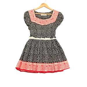 Stylish Polka Dot Kids Dress in Black and Red